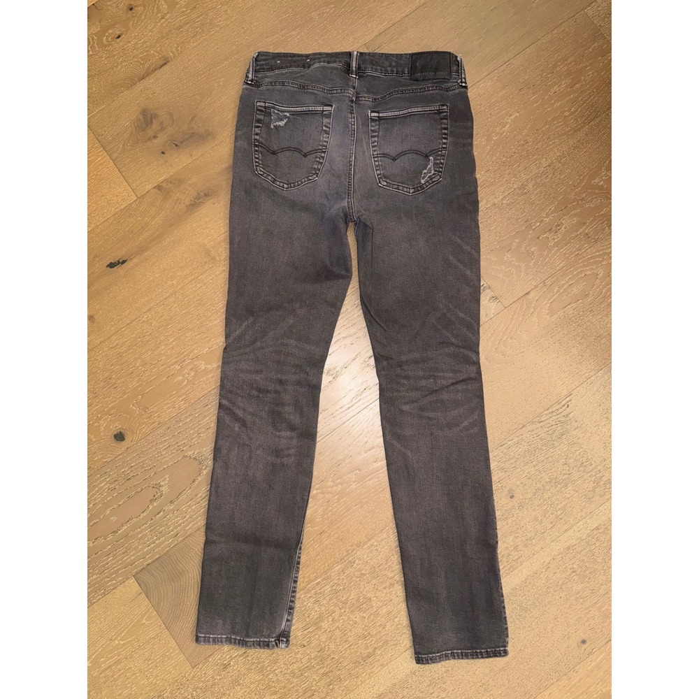 American Eagle Next Level Flex‎ Slim Distressed Black Jeans 32x34 Ripped Denim - Picture 6 of 6